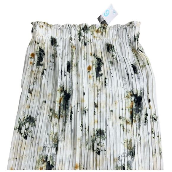Primark Pleated Midi Skirt Sz 6 Abstract Elastic Waist Coquette Side Pleat New - Picture 3 of 5